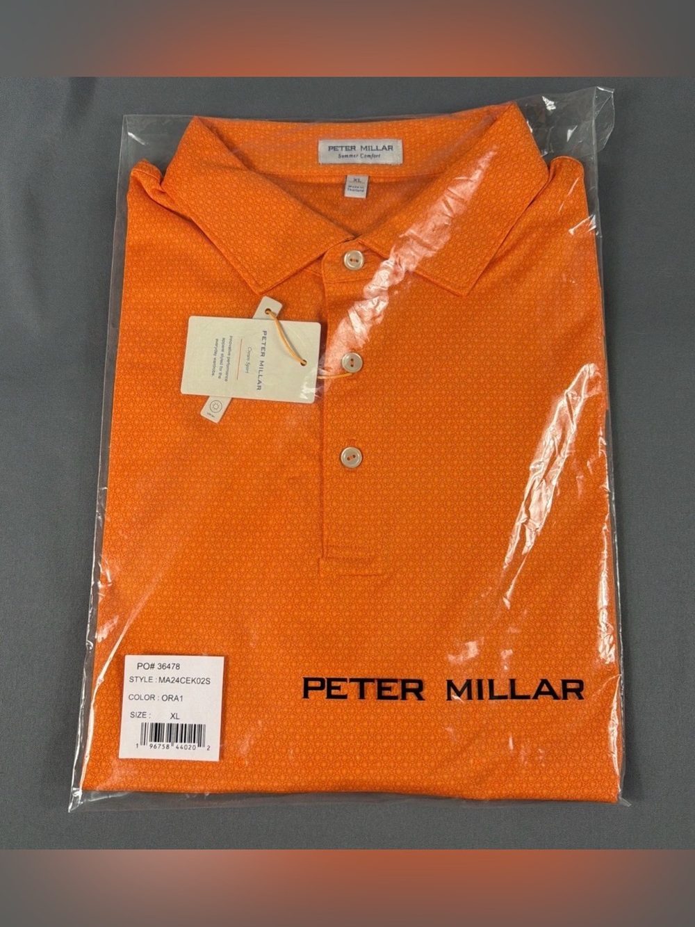 Peter Millar Golf Shirt Polo CS Summer Comfort Printed XL Orange NWT MSRP $145